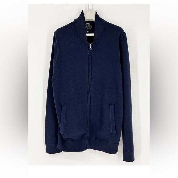 BRAX Full Zip Sweater Joshua Style Blue Men’s 52 Large $198 Knitted Sweat (b14) - Picture 2 of 8